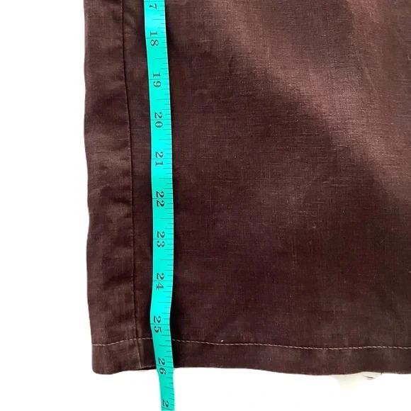 Kate Hill Chocolate Draw String Ankle Length Linen Pants - Picture 7 of 9